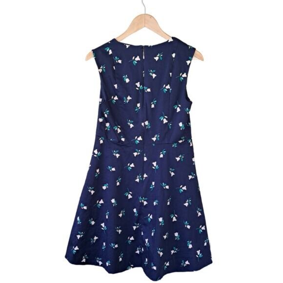 DRAPER JAMES Love Circle Sleeveless Fit & Flare Dress Size 10 Nassau Navy Floral - Picture 10 of 10